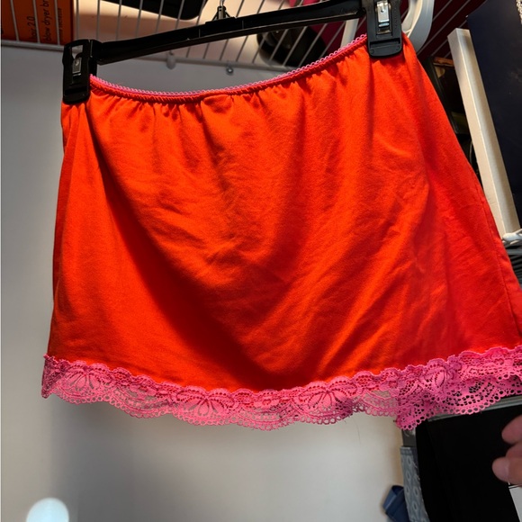 Target Women's Red Sleep Skirt with Pink Lace Trim - Picture 2 of 2